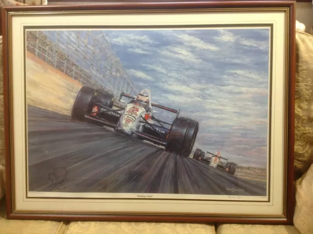 Nigel Mansell Riding High Indy Car. No5/850 Print. Signed By Artist & Nigel