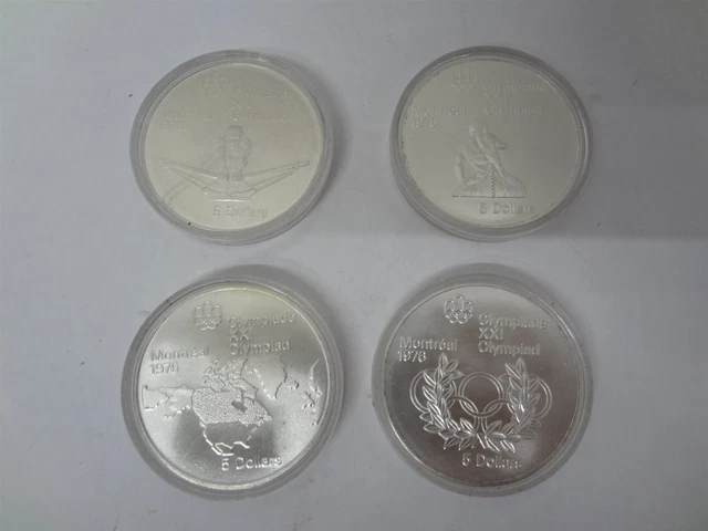 4x 1973 1974 Canadian Montreal Olympics Sterling Silver $5 Commemorative Coins