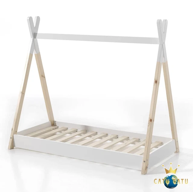Toddler Canopy Bed White Kids Furniture Size 70 X 140 cm Frame Only Teepee Style