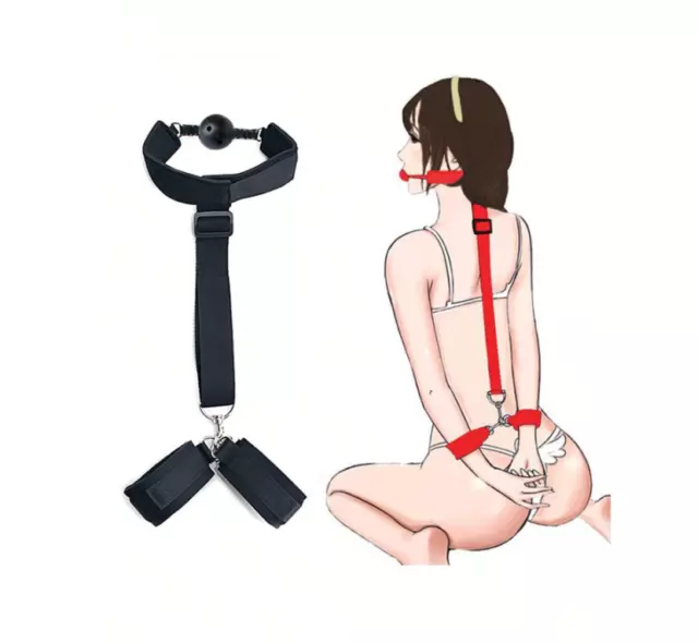 Costrittivo morso con manette Back Restraint costrizione bondage BDSM Fetish