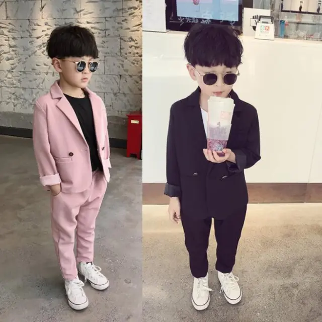New Spring/ Fall Boys Cotton Suits Outfits set Kids Child Jacket+pant sets 2PCS