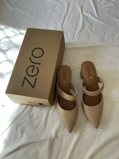 Betts Zeroe Nude Sandals Heels Mules Size 8 RRP $99.99 Worn Once