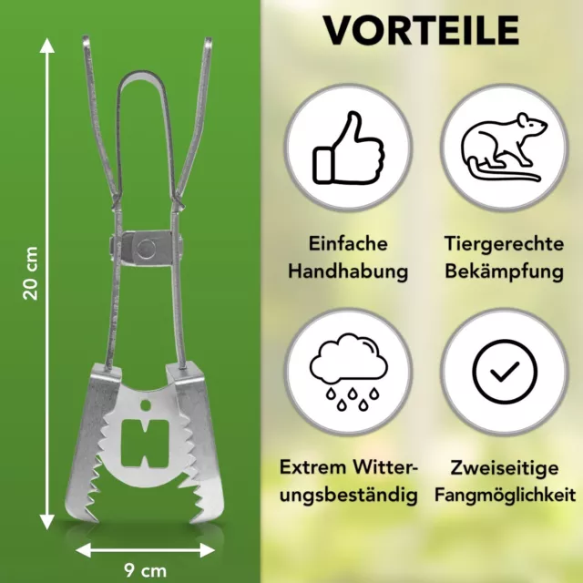 5x Wühlmaus-Zangenfalle mit Köderplatten, Zangenfalle Wühlmausfalle Schnappfalle 2