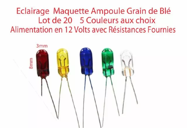 Ampoule Eclairage HO Jouef Lima Lot 20 Grain De Ble 3mm 1/87 12 V AvecRésistance