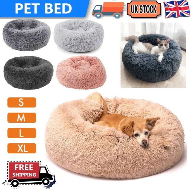 Donut Dog Bed Round Soft Plush Cat Beds Calming Pet Anti Anxiety Warm Washable