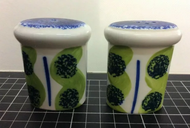 Vintage Ceramic Blue and Green Salt And Pepper Shakers