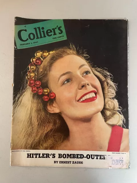 Vintage Collier's Magazine January 1, 1944 Hitler, Mickey Mouse