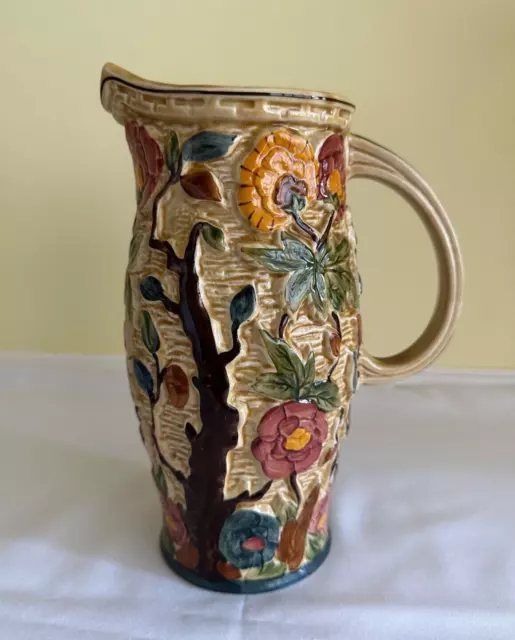 Vintage Hand Painted Indian Tree Tall Pitcher Jug/Vase - H. J. Wood