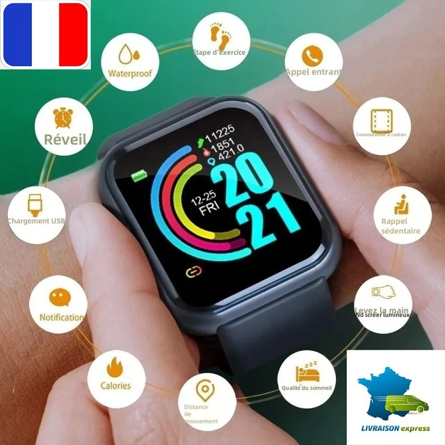 Montre connectée B37 Sport Fitness Tactile Bluetooth homme Femme Calorie Musique