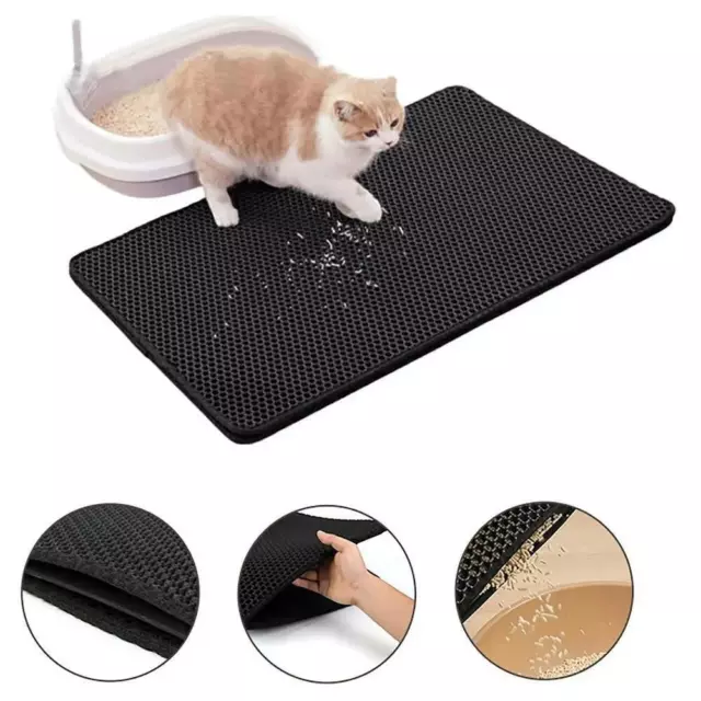 Waterproof Pet Litter Mat Double Layer Cat Litter Box Mat Sand Slip Pad, V1J9