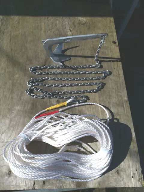 6kg DELTA style boat anchor Kit 5m 8mm chain 30m 10mm rope fishing