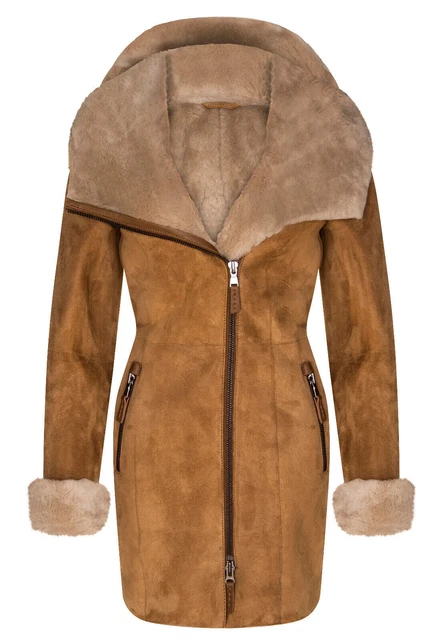 Ladies Tan Hooded Suede Shearling Sheepskin Coat Spanish Merino Brown Coat Ladies Tan Hooded Suede Shearling Sheepskin Coat Spanish Merino Brown Coat