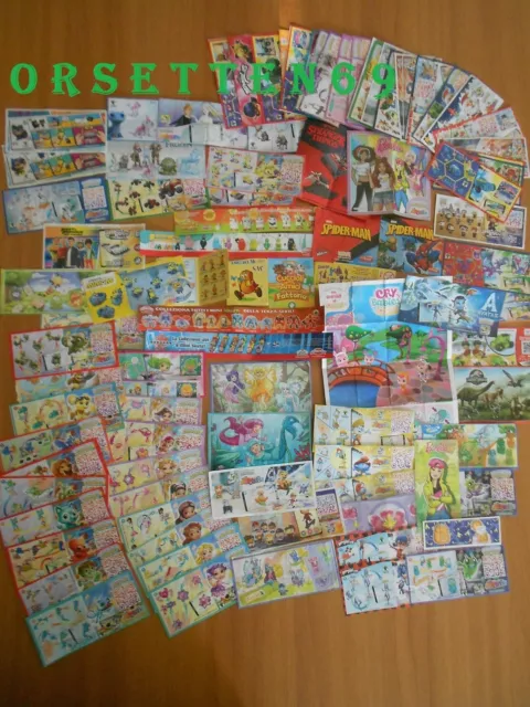 Lotto 100 vecchie Cartine sorpresine KINDER Dolci Preziosi MARVEL Puffi Hamtaro