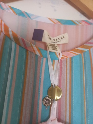 Brand New Summer Ted Baker Orange Ladies Wedding Guest Dress Size 3
