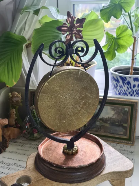Vintage Messing orientalische Abendessen Gong Glocke kleine Tischplatte 14 Zoll - kein Hammer