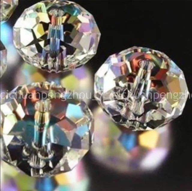 1000 Pcs Faceted 3x4mm Clear + AB  White Crystal Gems Rondelle Loose Beads