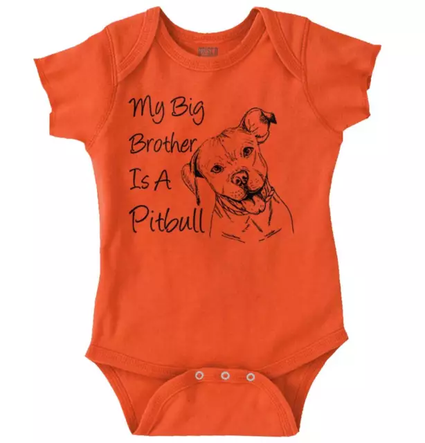 Big Brother Is A Pitbull Cute Dog Lover Gift Newborn Baby Boy Girl Infant Romper