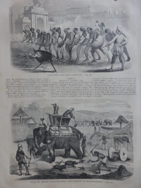 1860  Ui  Inde Arrosage Rues Calcutta Troupes Anglaises Reconnaissance
