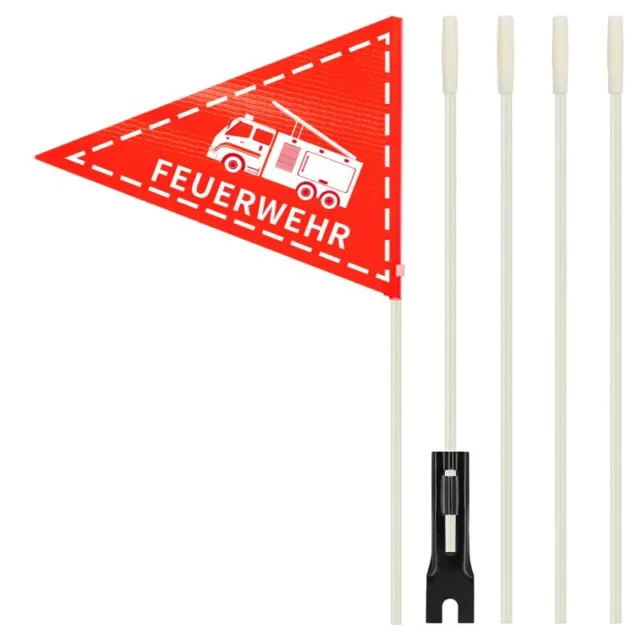 BEIMEIII Fahrradfahne Feuerwehr 180cm Fahrradwimpel für Kinder Sicherheitswim...