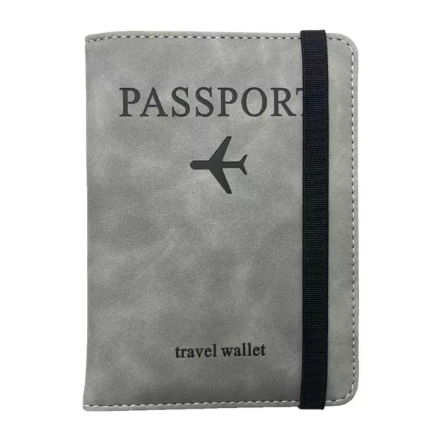 Passport Holder Travel Wallet Cover RFID Blocking Case Elastic Strap PU