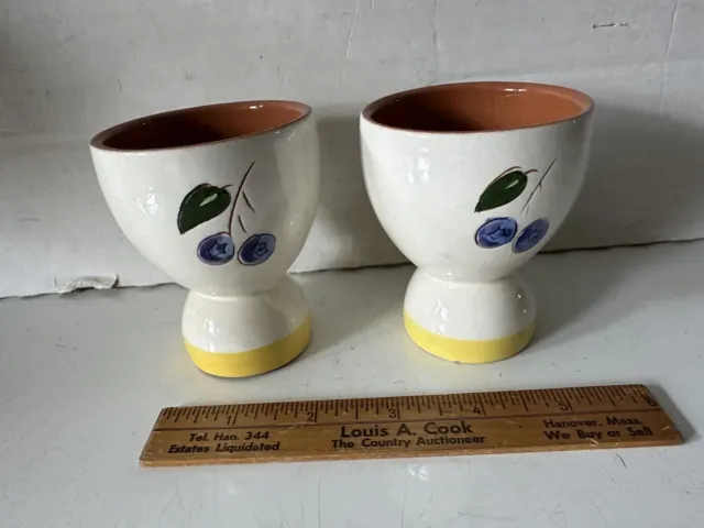 2 Vintage Stangl Pottery Blueberry Pattern Egg Cups