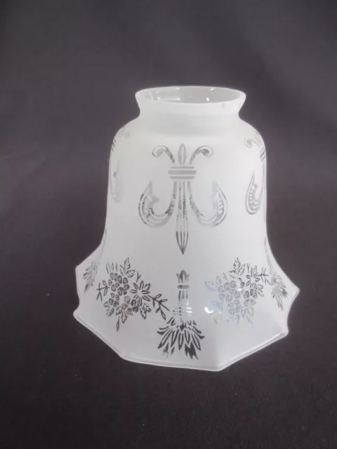 Frosted Glass Light Shade w/2 1/4" Fitter & Fleur-du-Lis Pattern           SH782