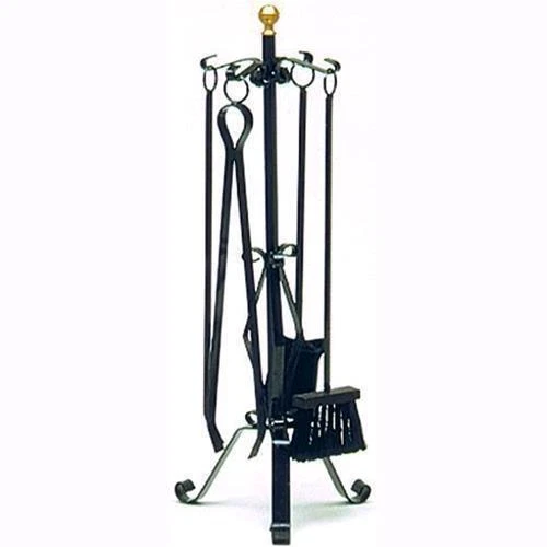 Serie Set Attrezzi Per Camino In Ferro Battuto Medio Cm. 22X58H