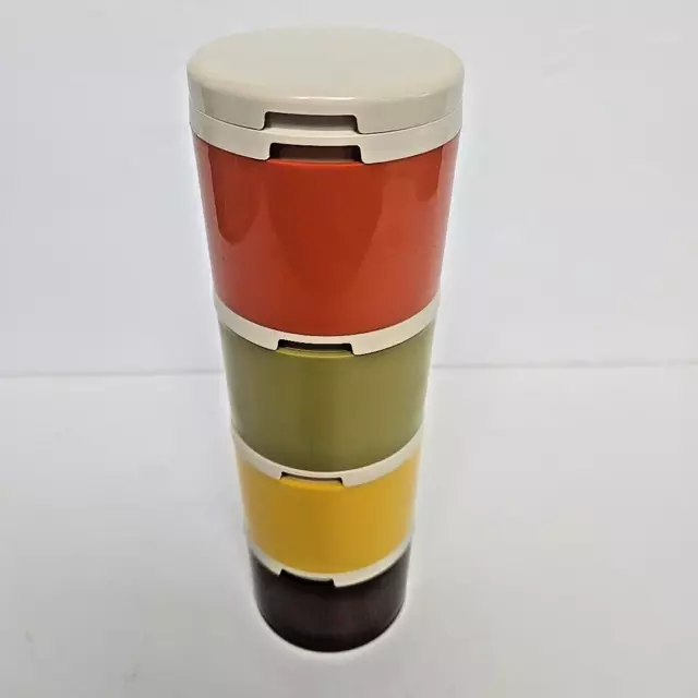 Vintage Tupperware Stacking Spice Containers Harvest Colors 1308 Made in USA