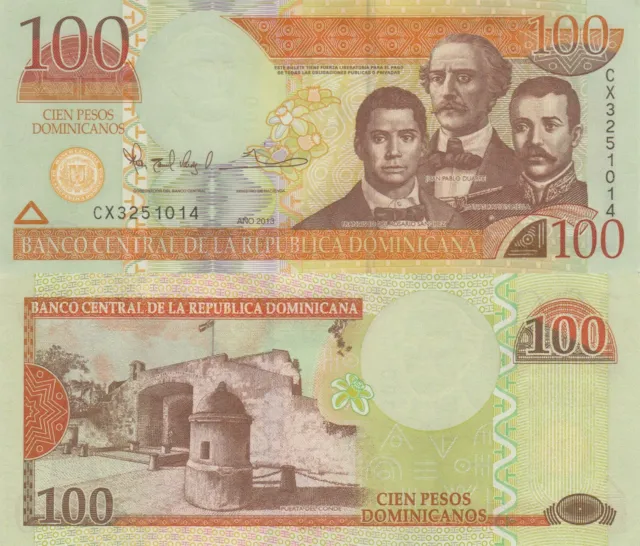 Dominican Republic 100 Pesos Dom. (2013) - Sanchez, Duarte & Mella/p-184c UNC