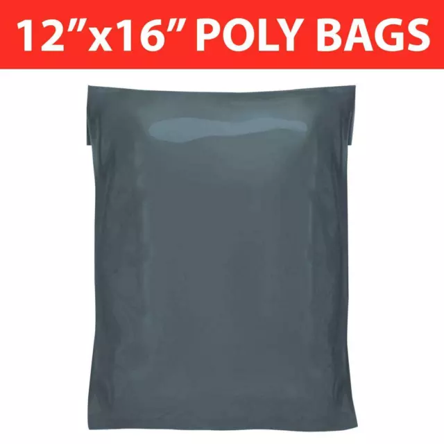 50 STRONG POLY MAILING BAGS - 12" x 16" POSTAGE POSTAL QUALITY SELF SEAL GREY