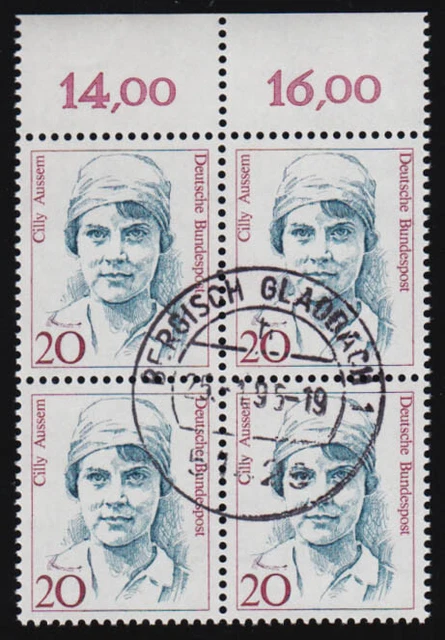1365 Frauen 20 Pf OR-Viererbl. Tages-O