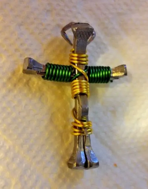 Horse Shoe Nail Cross 5 nails Crucifix smaller green yellow orange special order