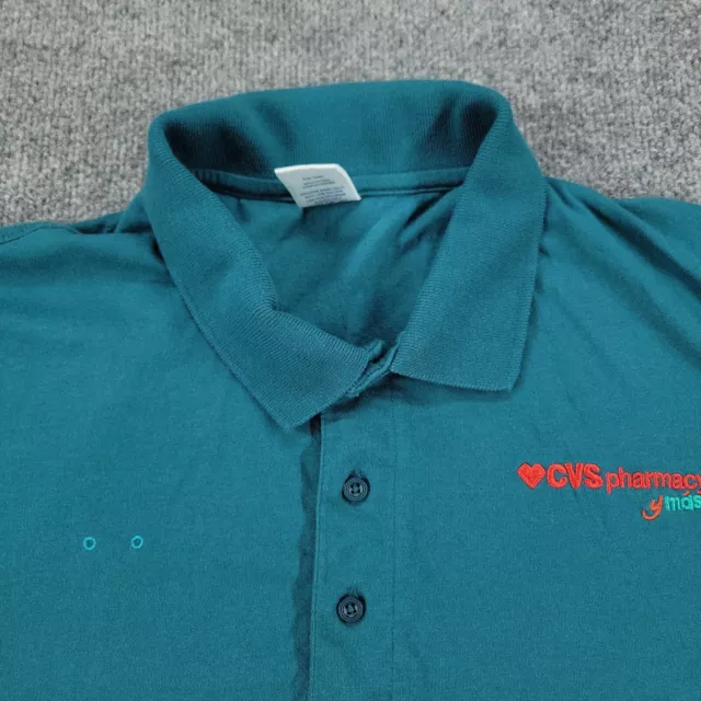 CVS POLO SHIRT Men XL Green Pharmacy Uniform Short Sleeve Embroidered ...