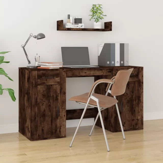 Schreibtisch mit Stauraum Räuchereiche Holzwerkstoff V1E0