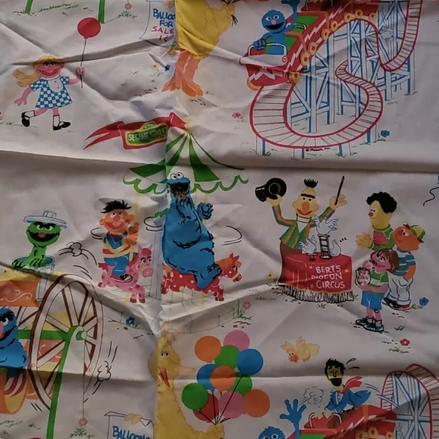 Vintage Sesame Street Circus Jcpenney 4 Panel Curtains Or Fabric Rod Pocket