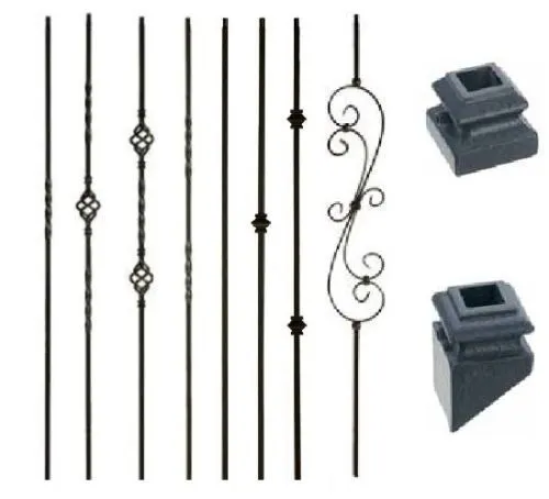 Satin Black Iron Balusters Iron Spndles Metal Stair Parts twist basket knuckle