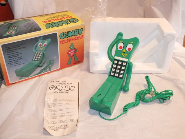 Vintage Gumby Push Button Phone with Box Prema Toy Co.
