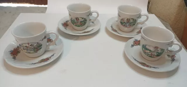 4 Tasses, 4 sous tasses à café - Sarreguemines Obernai