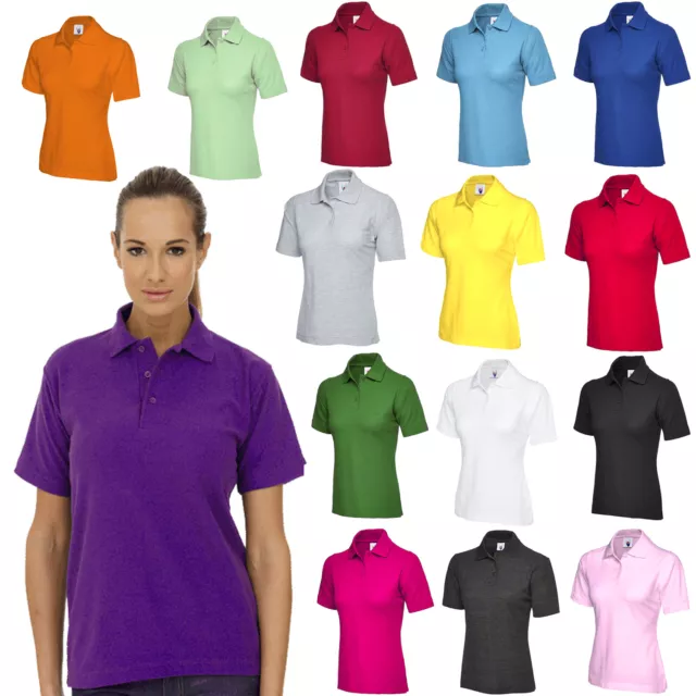 Ladies Pique Polo Shirt Size UK 6 to 26 Plus Premium Sports Polo T-Shirt  NEW