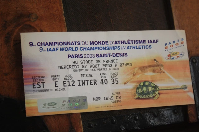 Ticket Athlétisme Meeting Gaz De France Paris St Denis 23 Juillet 2004