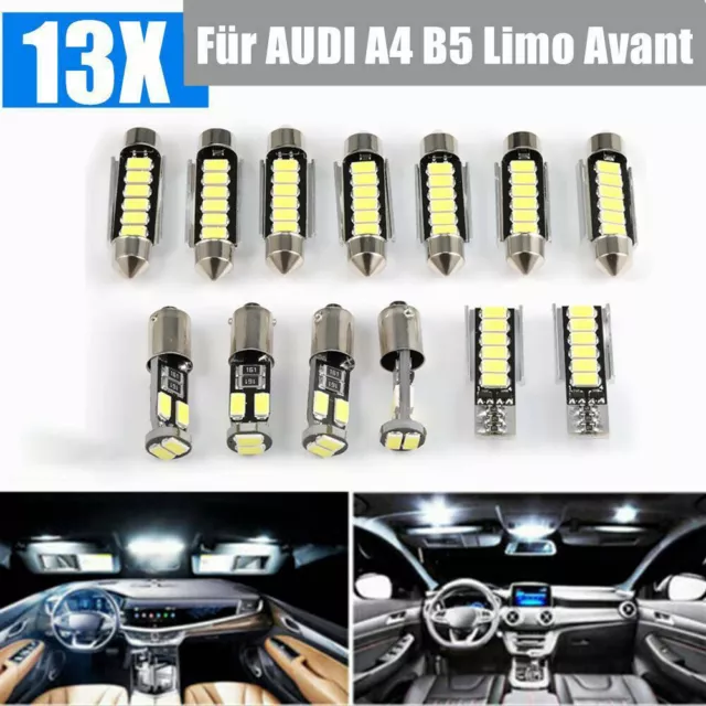 13ST SMD LED Innenraumbeleuchtung für AUDI A4 B5 Limo Avant Birne Lampen Weiß