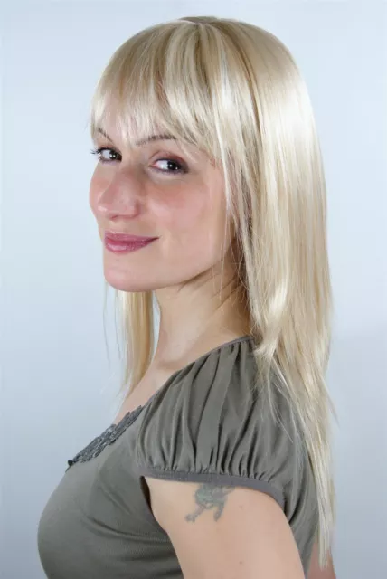 Súper Sexy Mujer Peluca Rubia Claro Con Pony Gestufte Cabello LA032-611 50cm 3