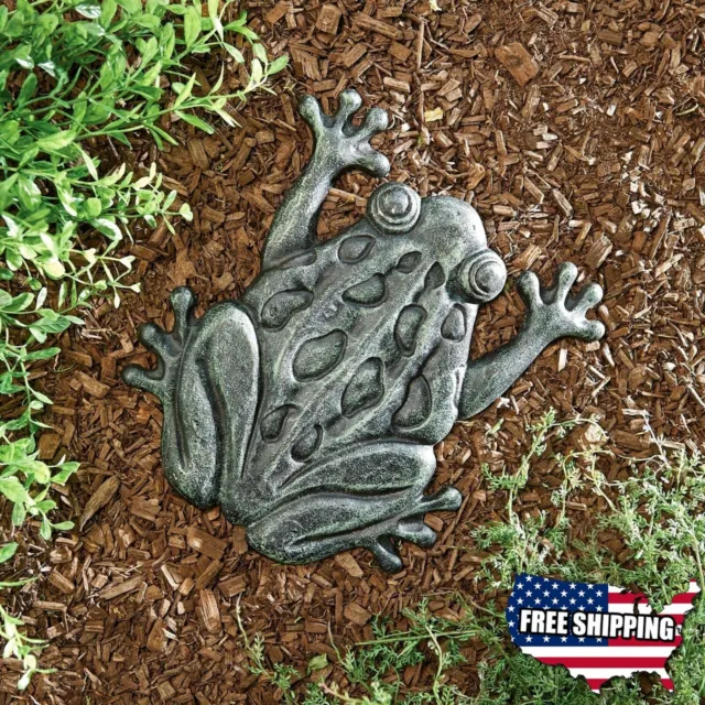 Cast Iron Frog Stepping Stone Animal Garden Yard Pond Walkway Outdoor Decor Art