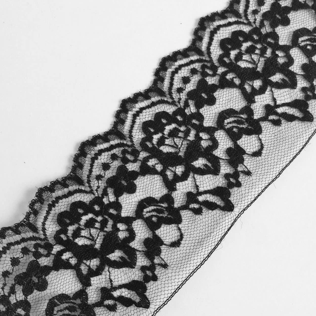 Maille dentelle rose florale bord pétoncle chantilly garniture 3,5"/90 mm de large - 1m 3m 5m 2