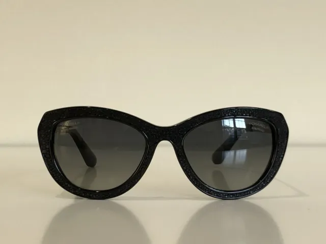 CHANEL 6046-Q C.501/S8 Black Gray Silver Leather Polarized Sunglasses  54*19*140 $169.99 - PicClick