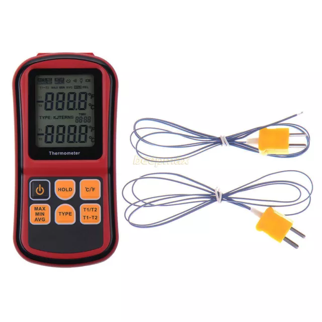 Digital Thermometer Dual Channel Input Thermocouple K J T E R S N C/F Type