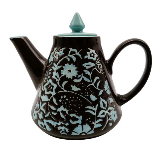 Théière vintage en barbotine bouton de rose Rose/Vert Céramique/Faïence Floral,Végétal - Vendu