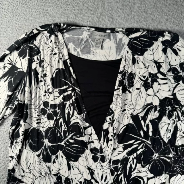 Catherines Blouse Womens 0x Open Front Cardigan Tank Top 3/4 Sleeve Foliage