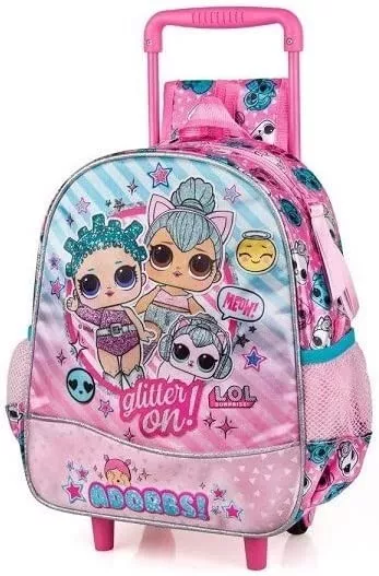 Zaino Asilo Con Trolley Lol Glitter Ruote Manico Allungabile Cm 29X25X11