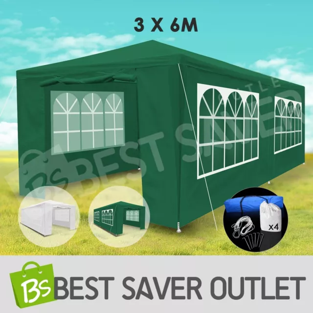 3x6m Gazebo Outdoor Folding Waterproof Event Tent Wedding Party Marquee Green